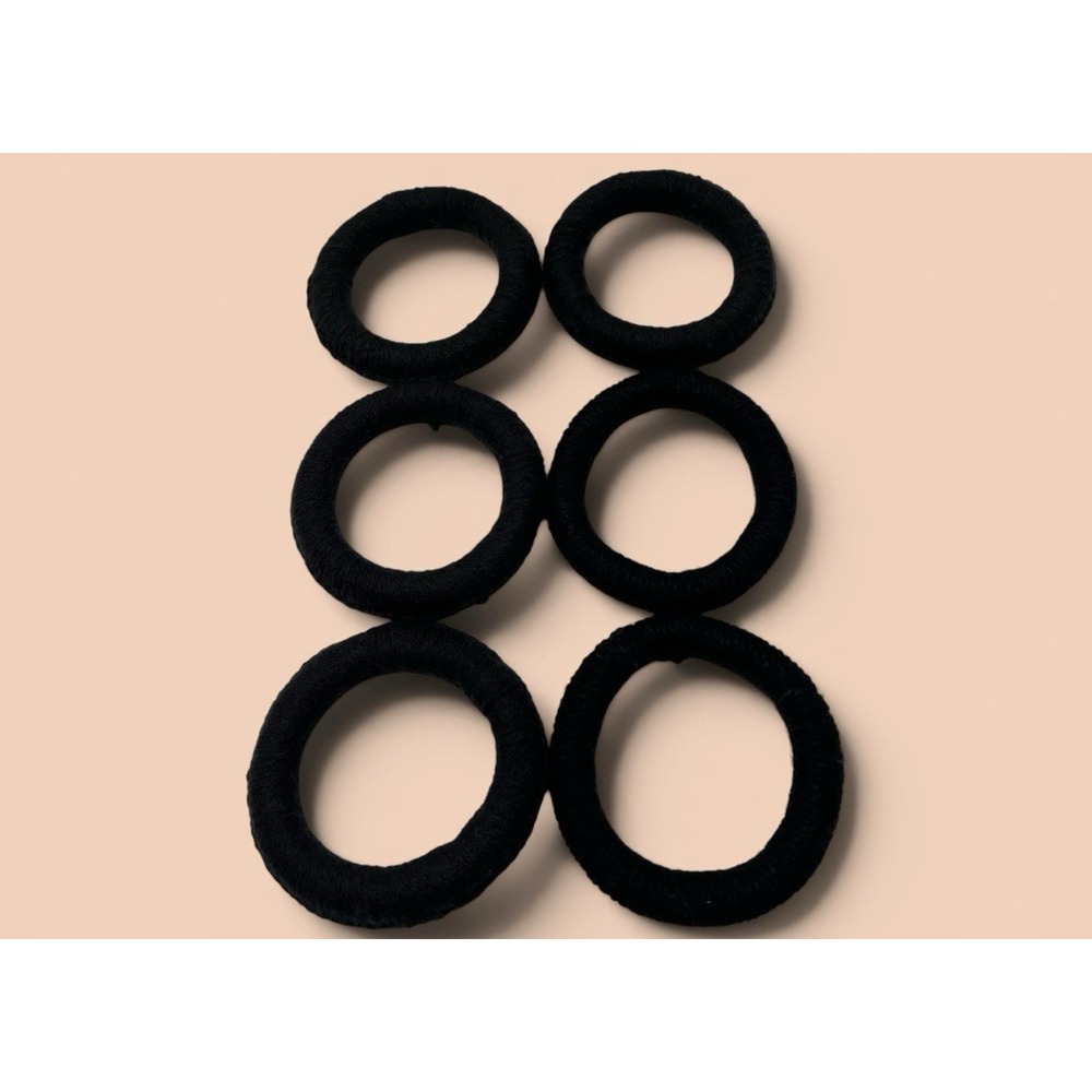 6 Mata Ortiz Pottery Olla Rings Hand Made Mexican Clay Black Yarn Mexico 3.5"